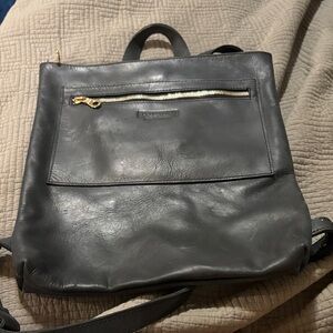 Parker Clay Black Leather Backpack